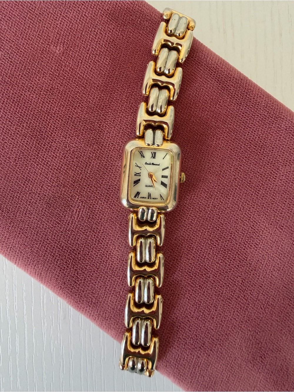 Vintage Emile Renaud Women's Quartz Watch Gold Tone Link